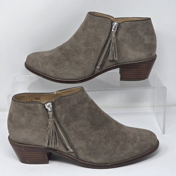 Vionic Womens 9 Ankle Boots Suede Orthopedic Arch Block Heel Tassel Boho SERENA - Picture 1 of 7